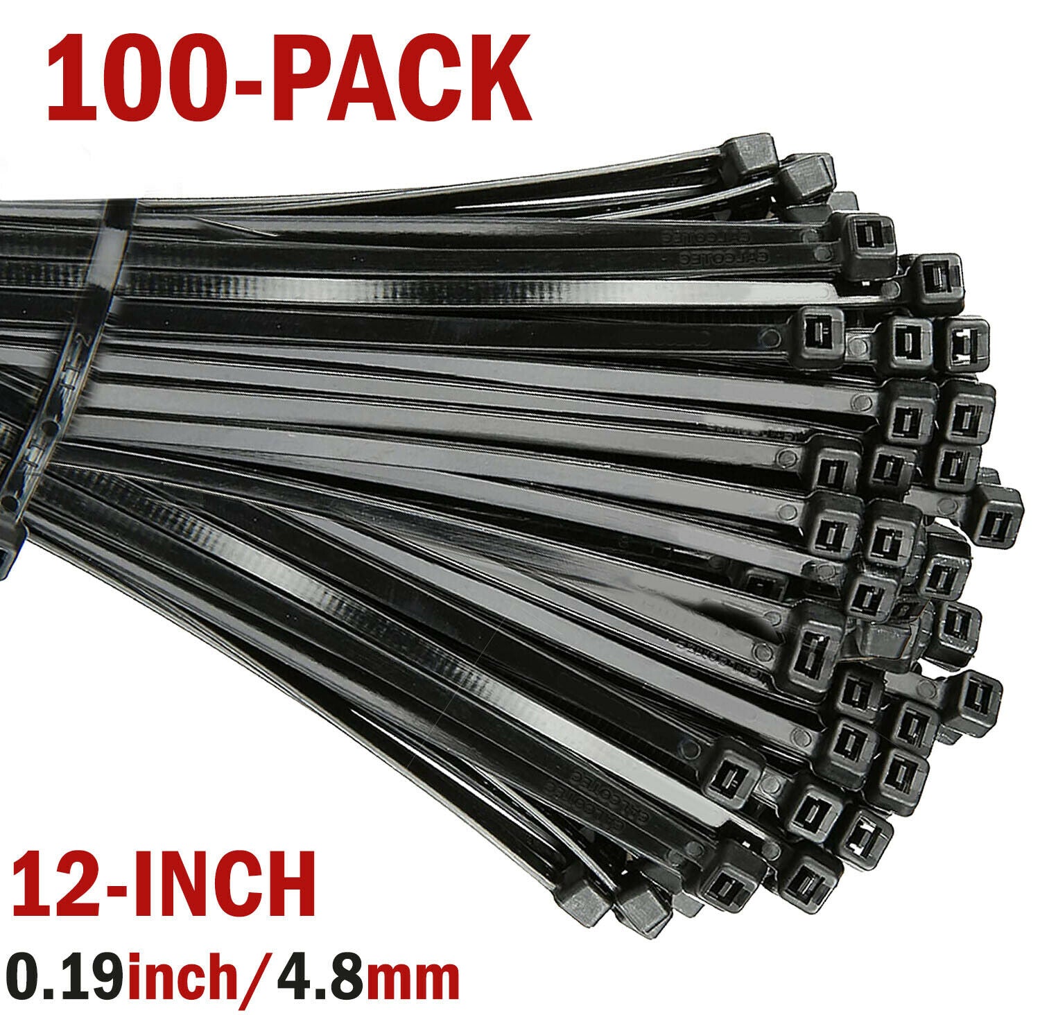 100 Cable Zip Ties 12 Inch Long Cable Ties Super Strong Nylon Cord Wrap Black